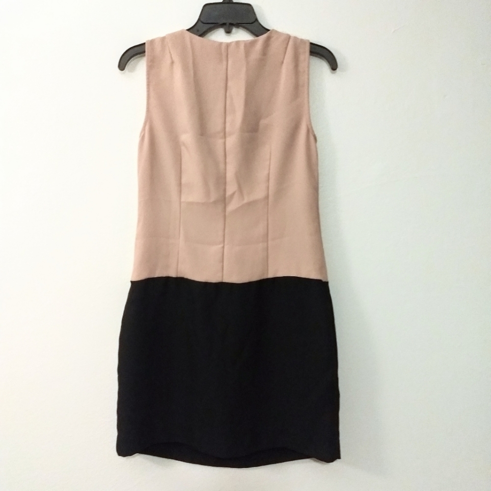 GAP Beige & Black Pleated Front Sleeveless Shift Dress - Picture 3 of 4